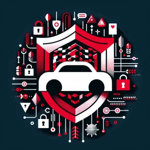 Illustration vectorielle représentant un bouclier protecteur entourant une voiture, symbolisant la sécurité automobile.